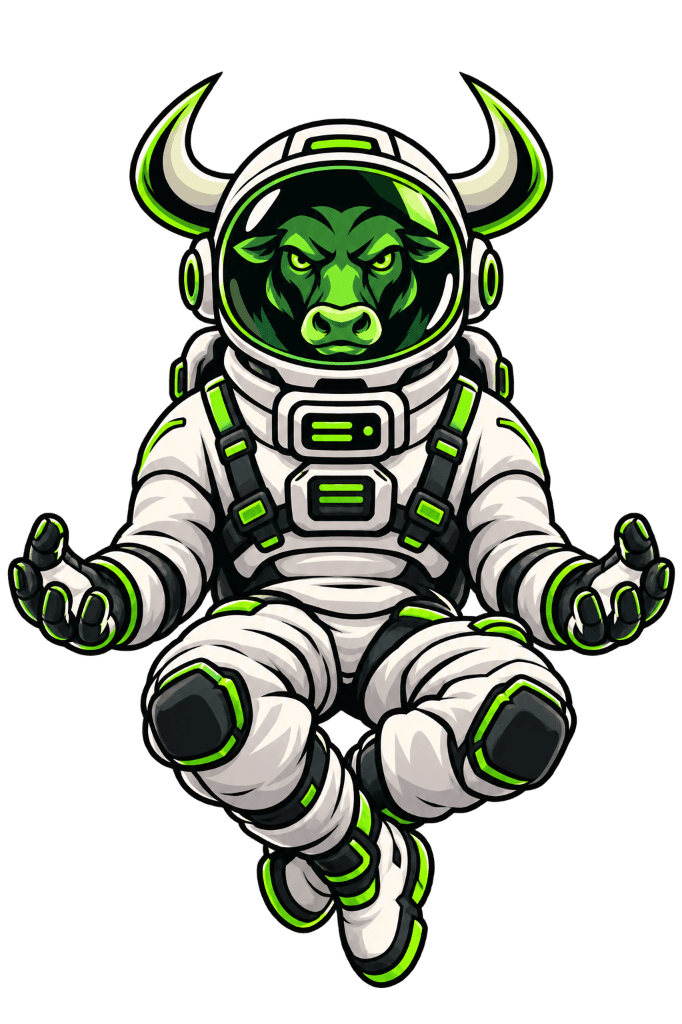 Astro Bull bull astronaut floating in space